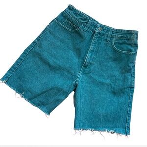 Guess Vintage 80s Teal Acid Wash Denim Shorts
